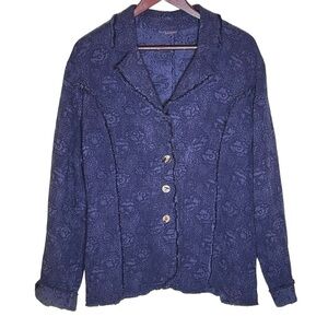 Tianello Tencel And Cotton Brocade 3 Button Purple Jacket Large